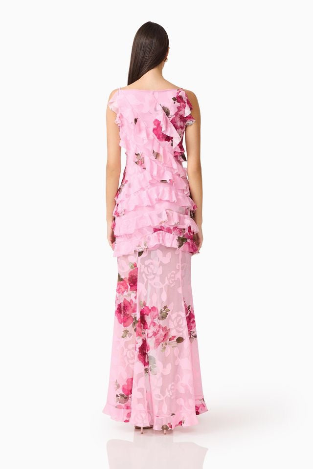 Elliatt Eleanora Sleeveless Ruffle Gown - Pink Multi