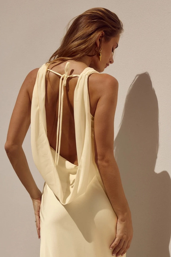 Runaway the Label Gabriella Cowl Maxi Dress - Yellow