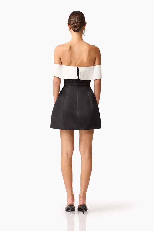 Elliatt Sorrel Off Shoulder Mini Dress - Black White