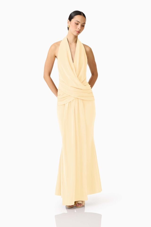 Elliatt Simone Cowl Neck Gown - Butter Yellow