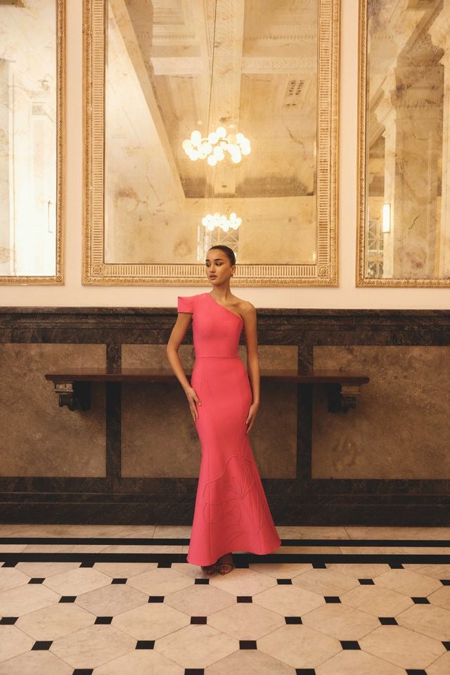 Elliatt Opline One shoulder Gown - Hot Pink
