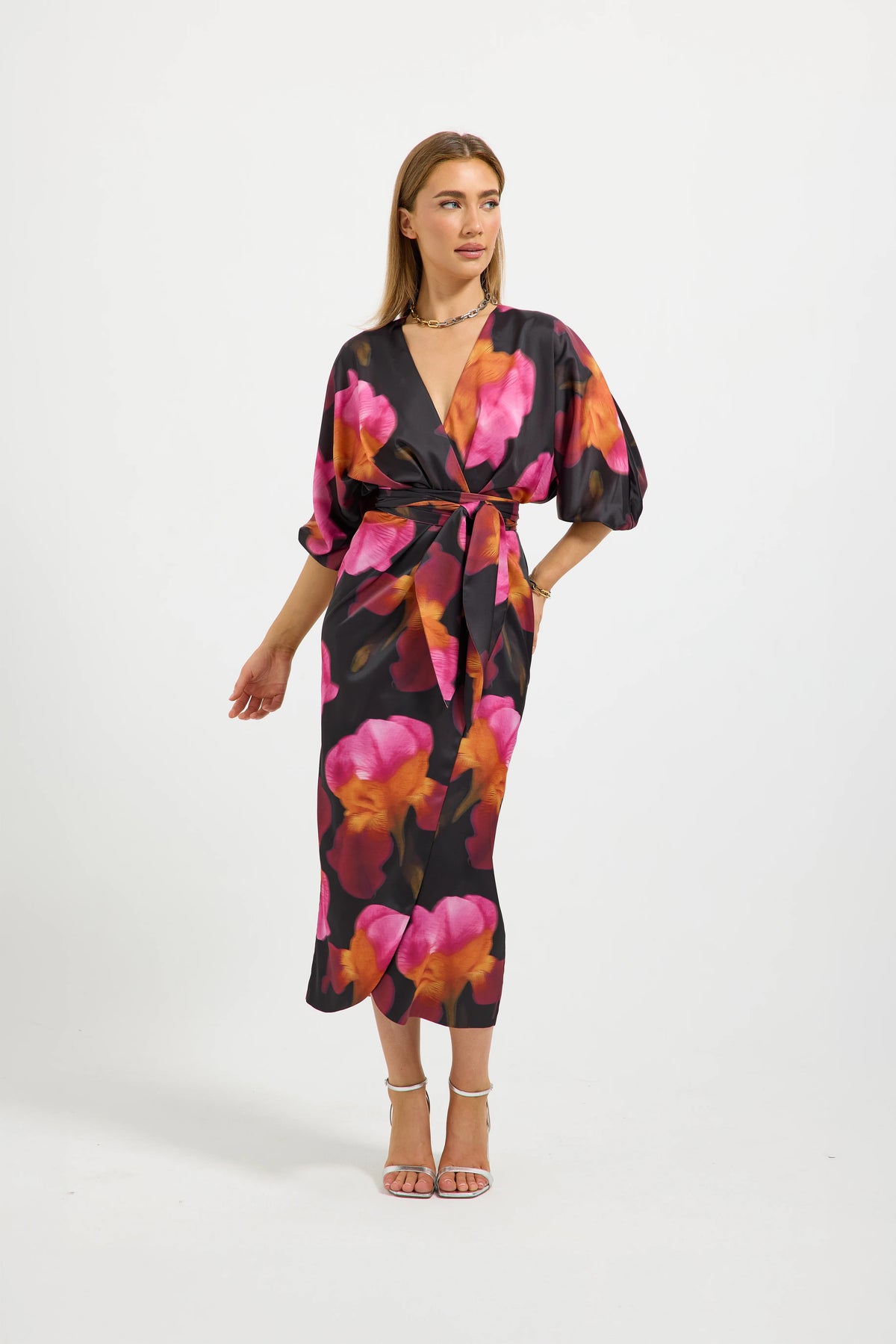 Pasduchas Iris Wrap Midi Dress - Spiced Floral