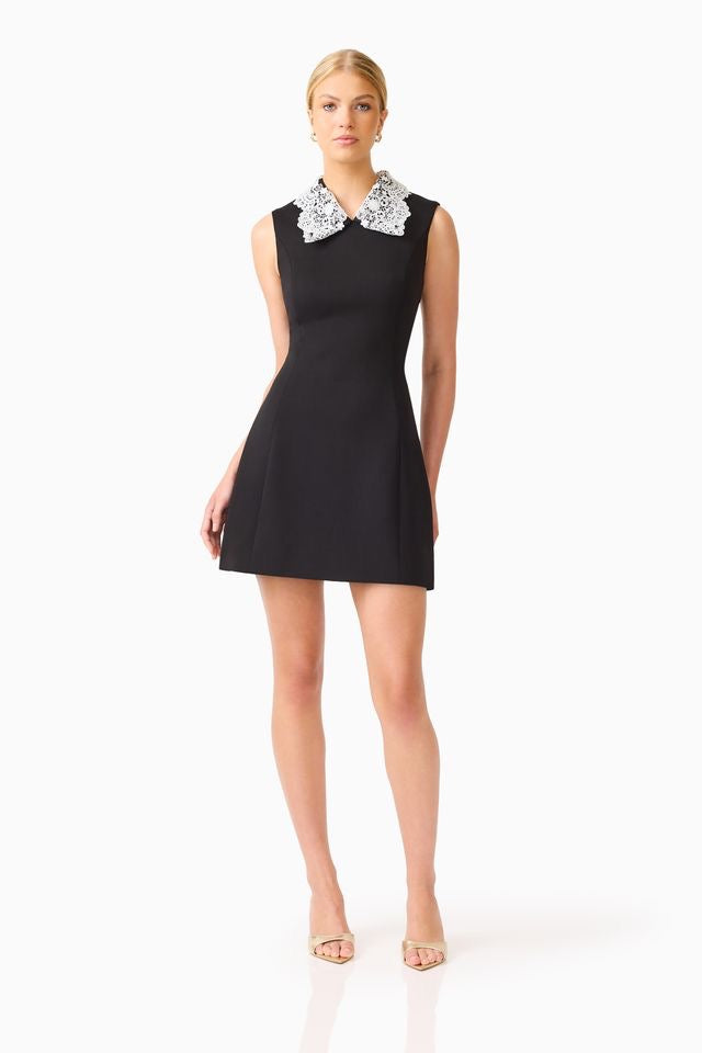 Elliatt Elysia Lace Collar Mini Dress - Black & White