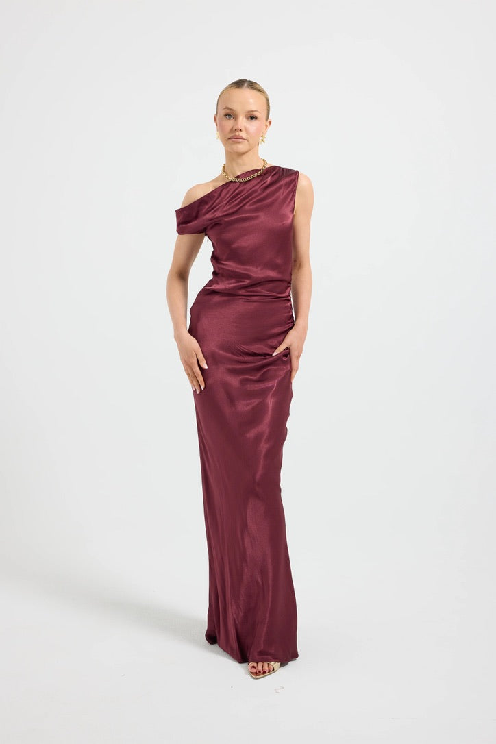 Pasduchas Quin Shoulder Maxi Dress - Cherries Jubilee