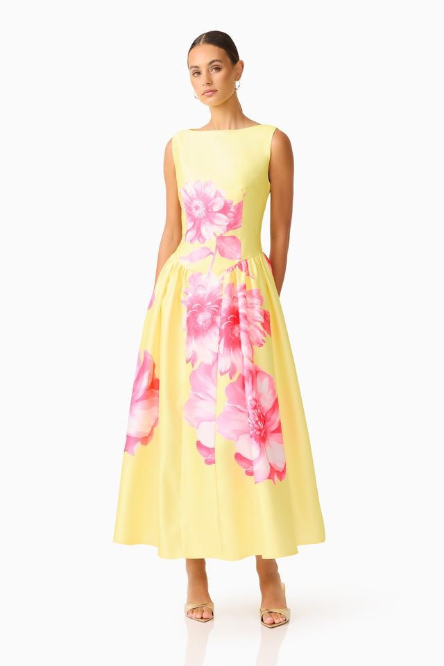 Elliatt Sybella Midi Dress - Pink & Yellow Floral