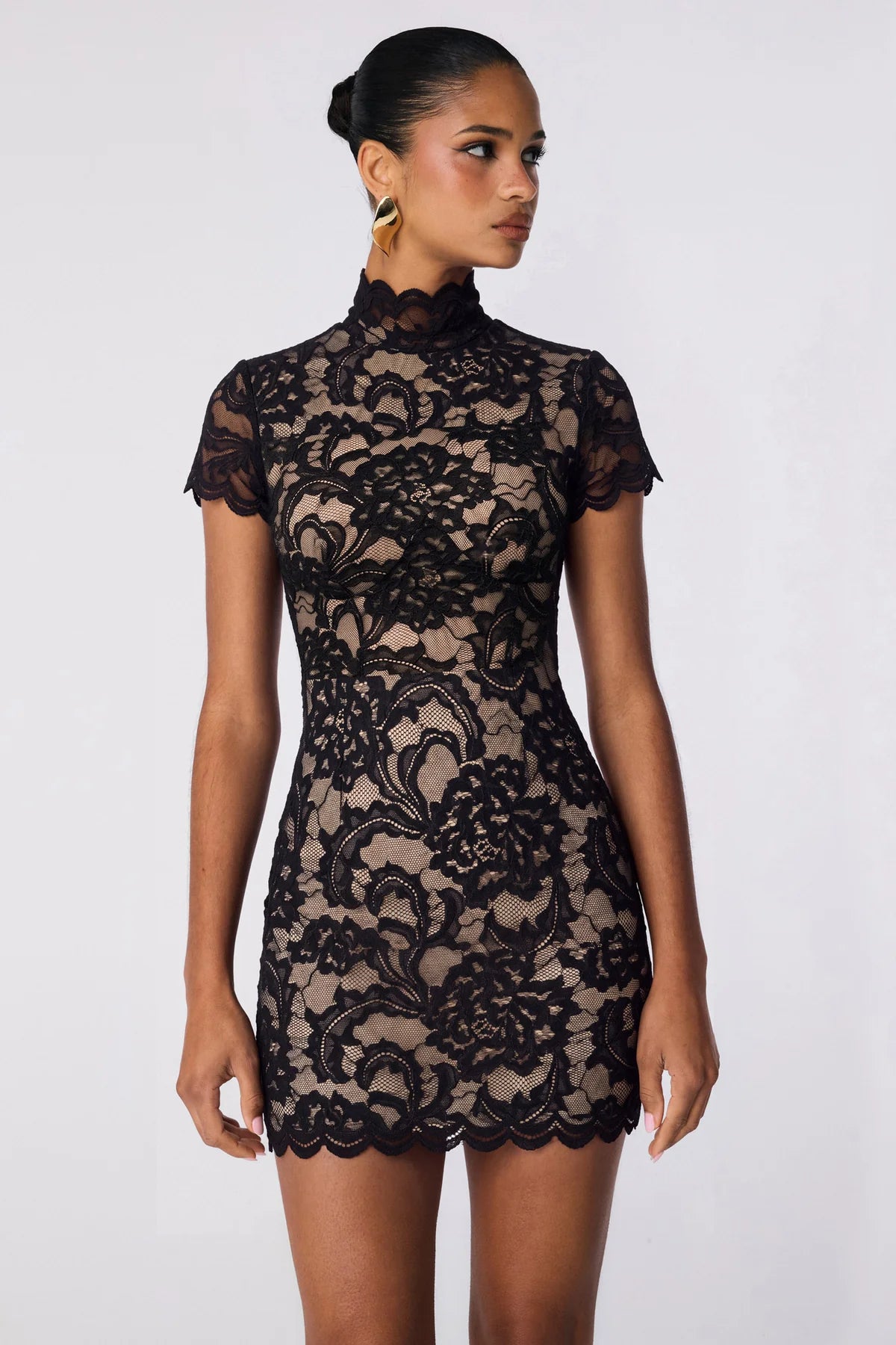 Nookie Alessia High Neck Mini Dress - Black