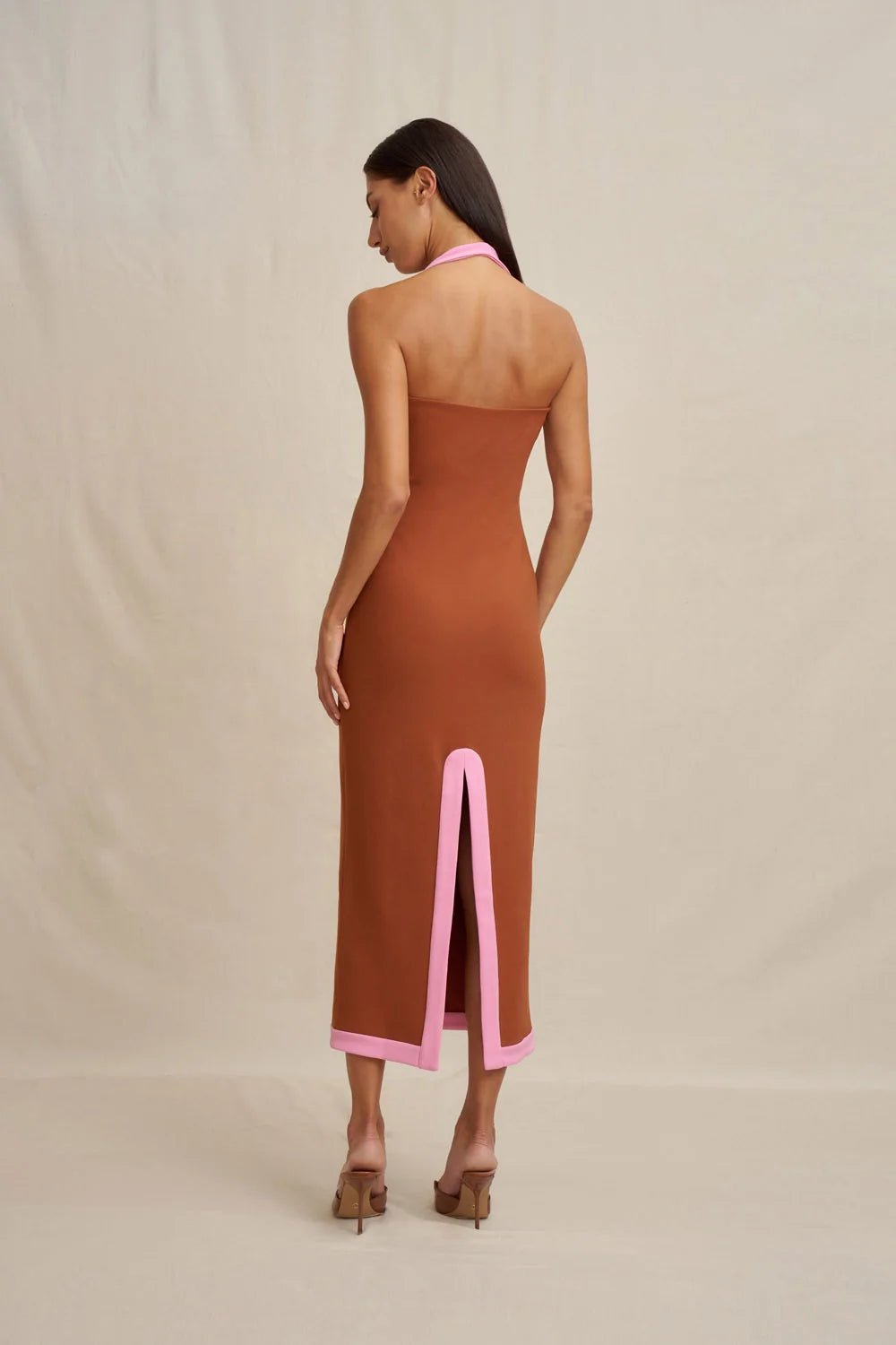By Johnny Alexa Halter Midi Dress - Rust Pink