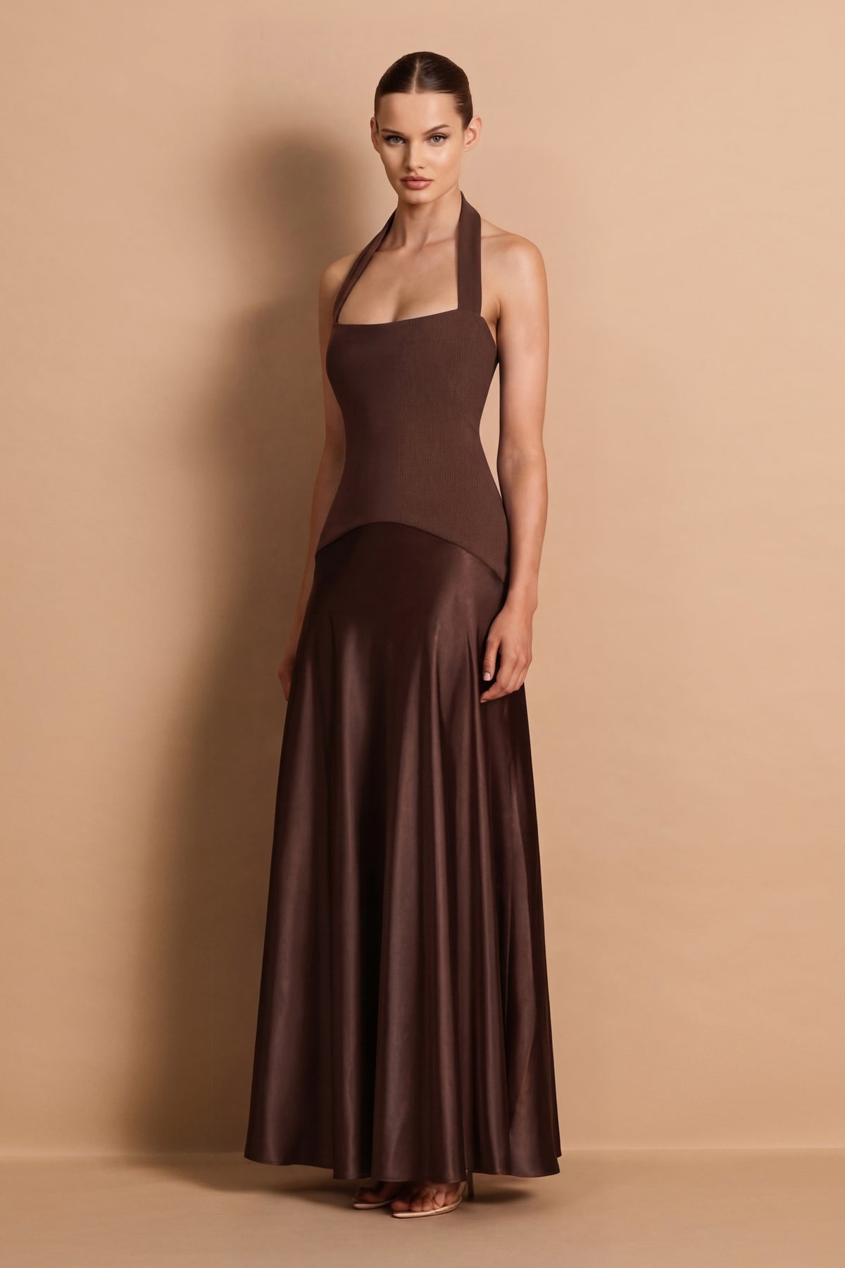 Nookie Alice Halter Maxi Dress - Chocolate