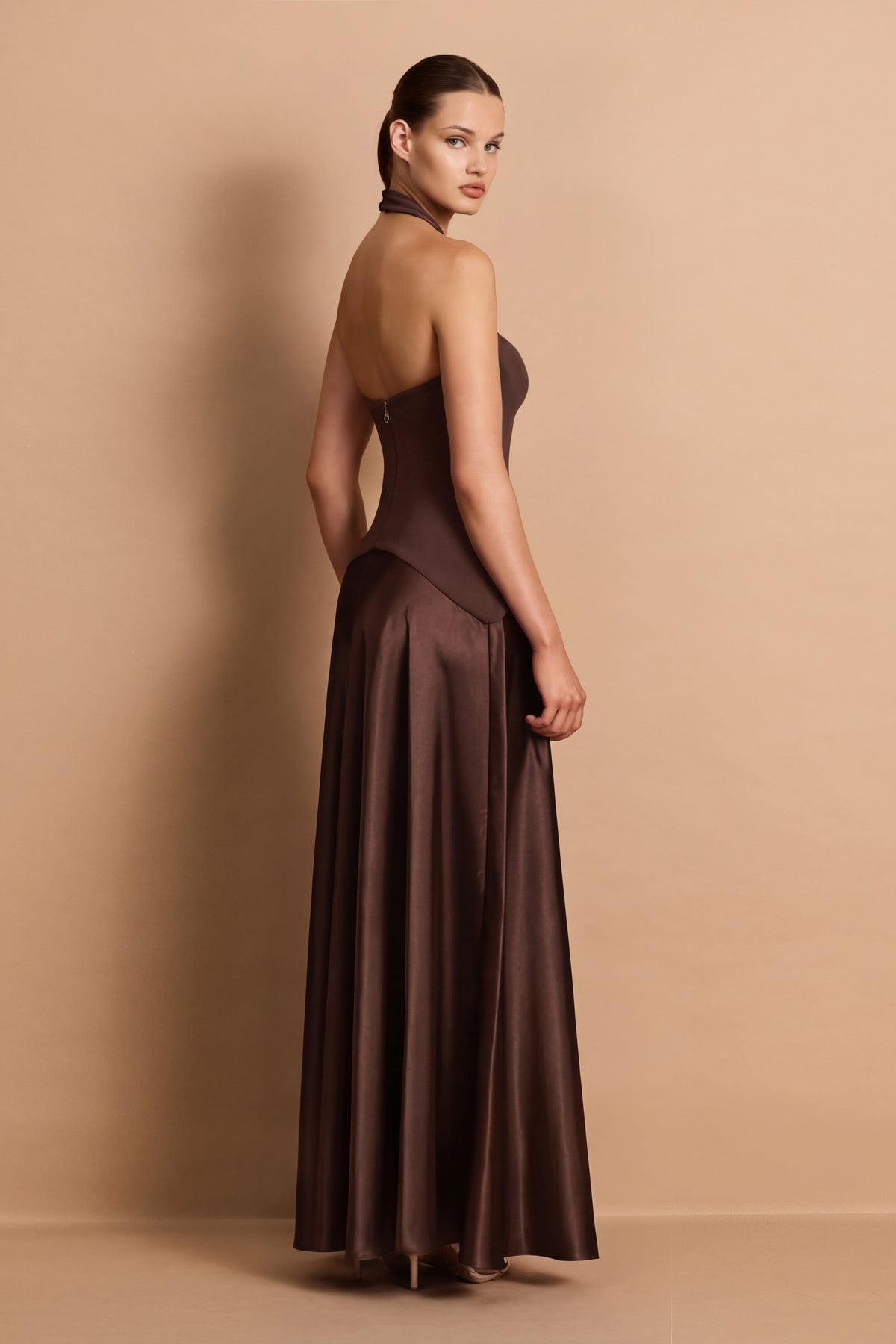Nookie Alice Halter Maxi Dress - Chocolate