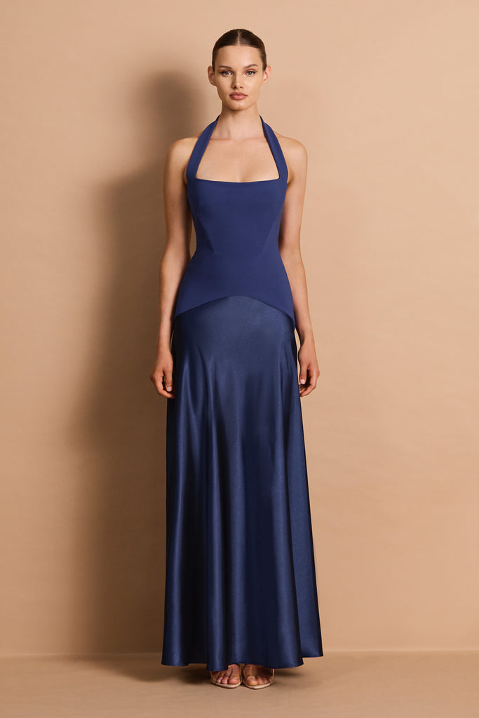 sunfere alice halter dress Nookie Maxi - Navy Mock neck maxi