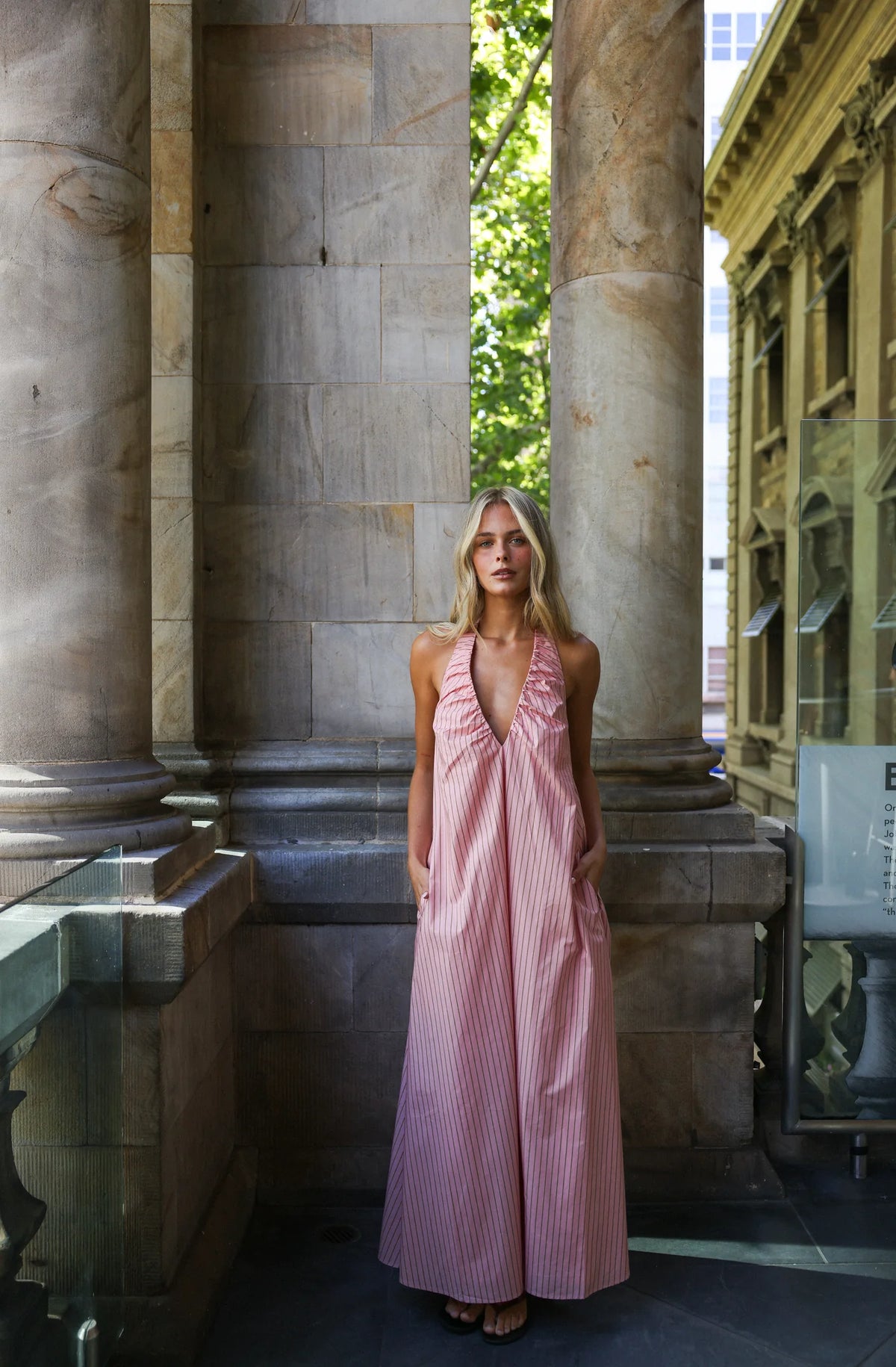 Aston Studio Faye Maxi Dress - Tea Rose Stripe