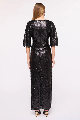 Suboo Ava Sequin Cape Maxi Dress - Black
