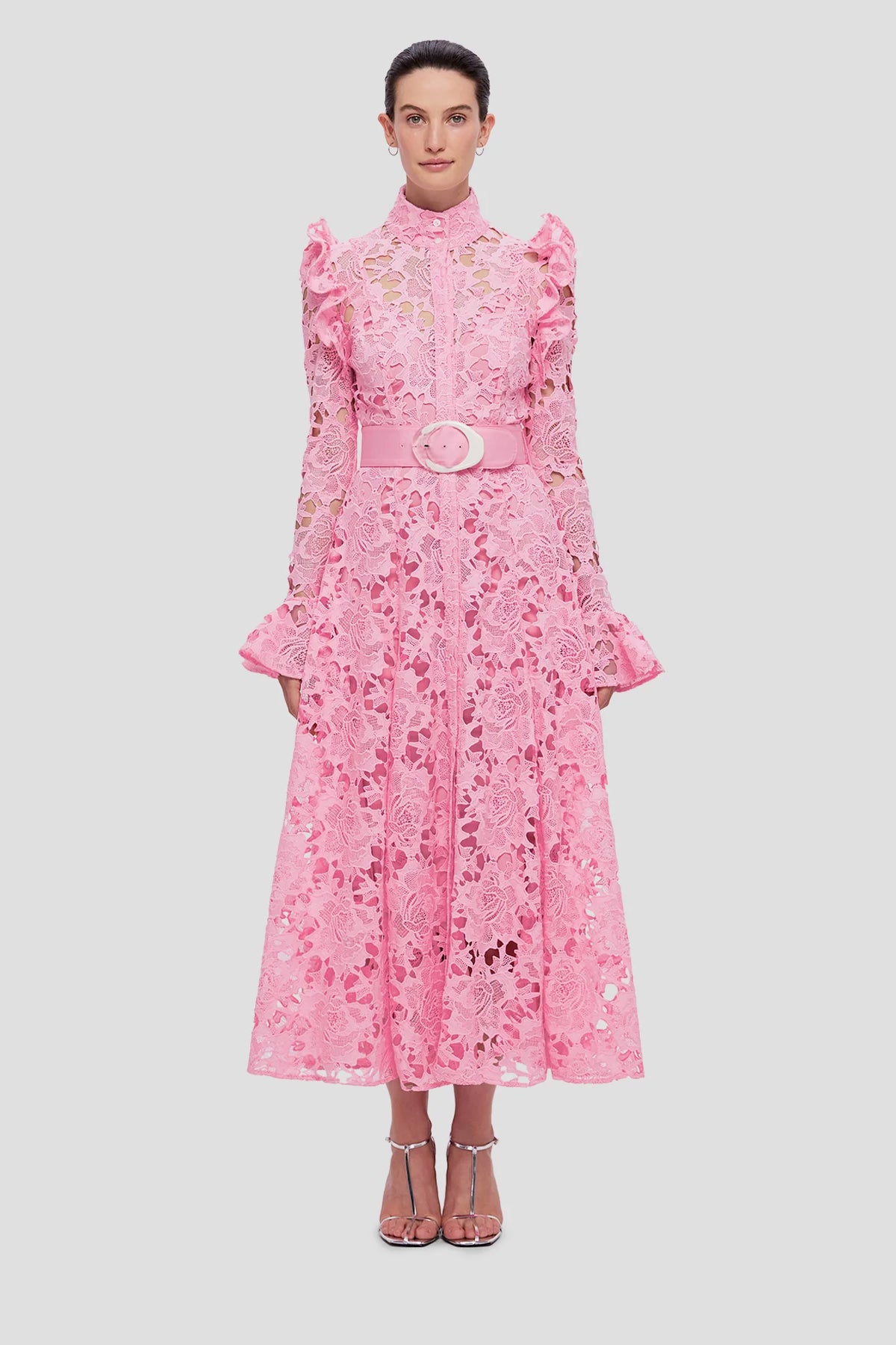 Leo Lin Aliyah Lace Butterfly Sleeve Midi Dress - Candy Pink - Dress Hire AU Leo Lin Aliyah Lace Butterfly Sleeve Midi Dress - Candy Pink - Dress Hire AU