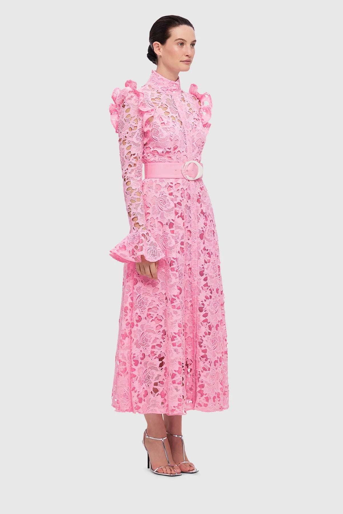Leo Lin Aliyah Lace Butterfly Sleeve Midi Dress - Candy Pink - Dress Hire AU Leo Lin Aliyah Lace Butterfly Sleeve Midi Dress - Candy Pink - Dress Hire AU