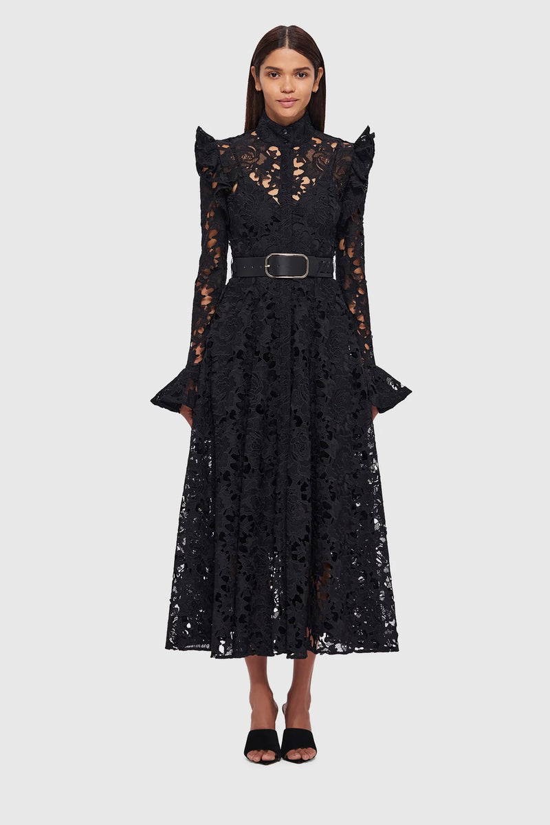 Leo Lin Aliyah Lace Butterfly Sleeve Midi Dress Ebony Dress Hire AU leo-lin-aliyah-lace-butterfly-sleeve-midi-dress-ebony-dress-hire-au