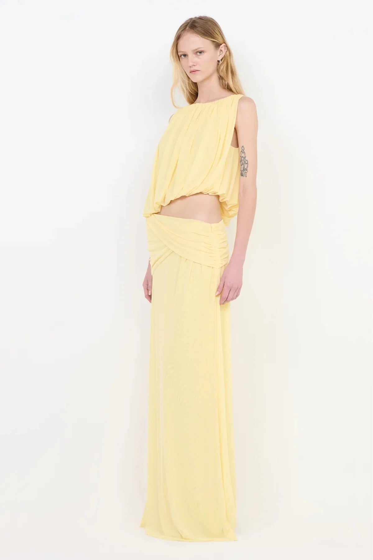 Bec & Bridge Anya Gathered Maxi Dress - Lemon Cream