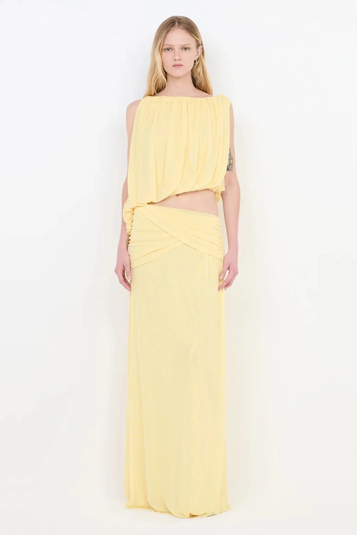 Bec & Bridge Anya Gathered Maxi Dress - Lemon Cream