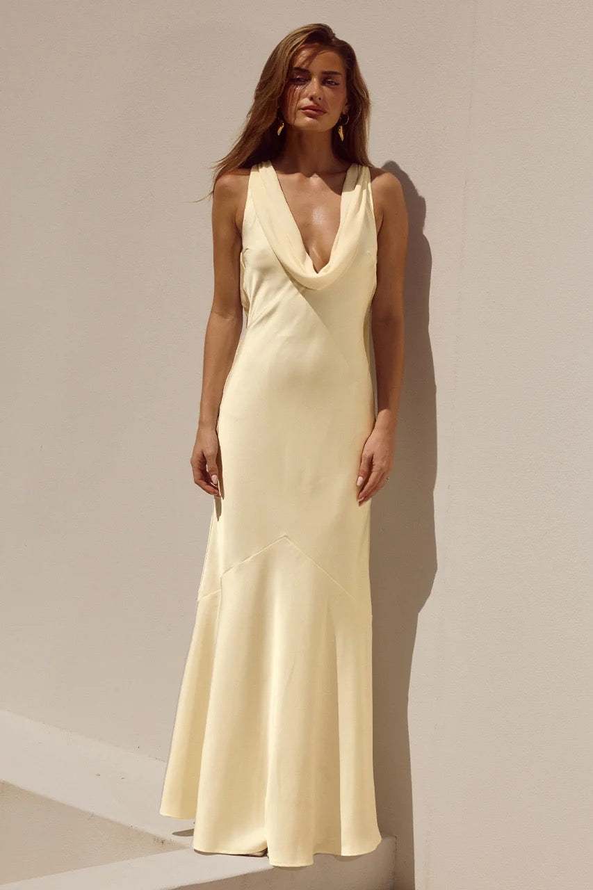 Runaway the Label Gabriella Cowl Maxi Dress - Yellow