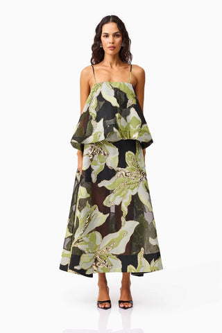 Elliatt Elysia Gown - Black & Green Floral