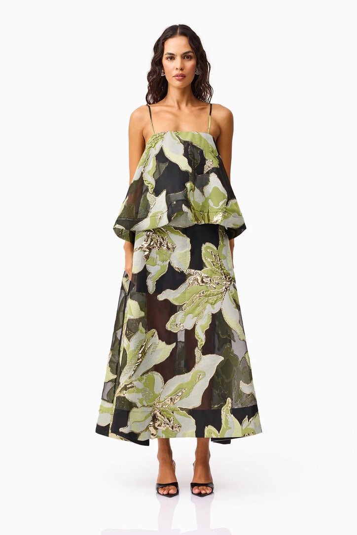 Elliatt Elysia Gown - Black & Green Floral