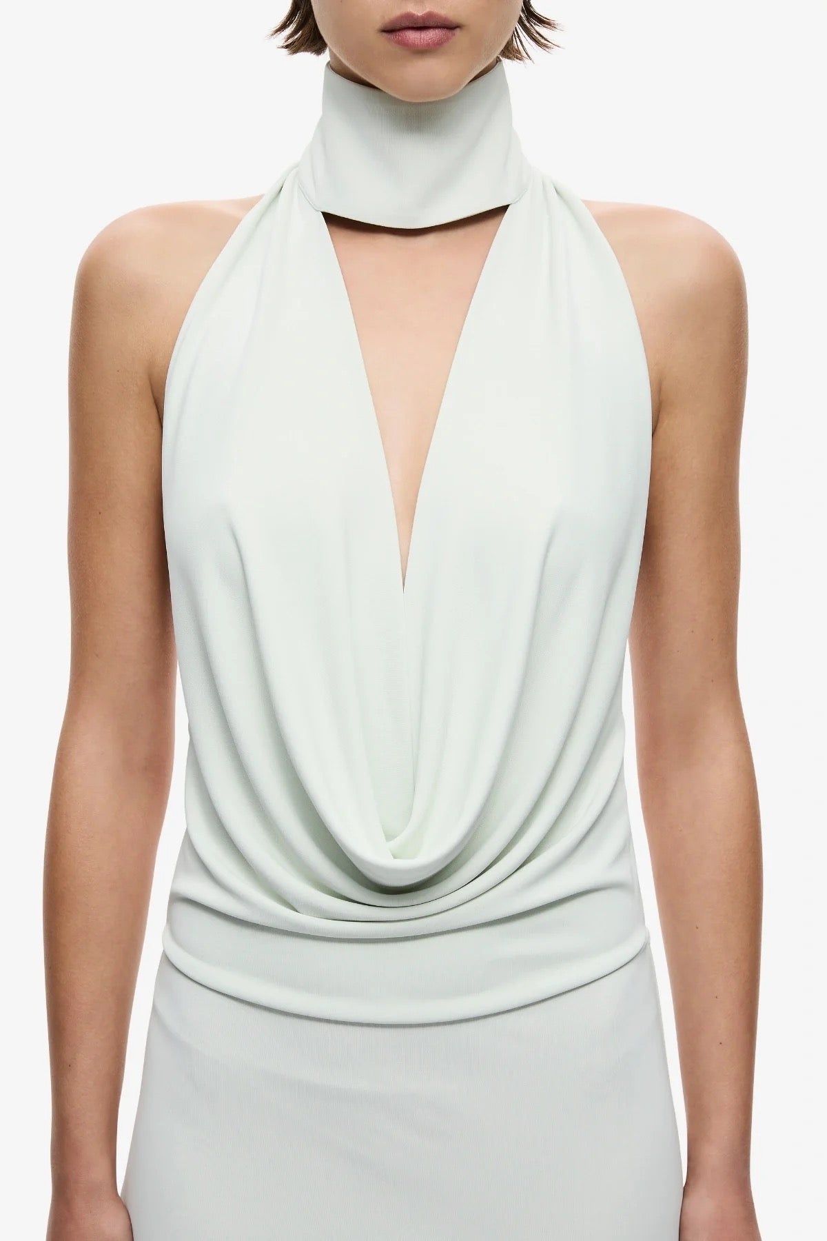 Misha The Cowl Neck Jersey Dress - Pistachio