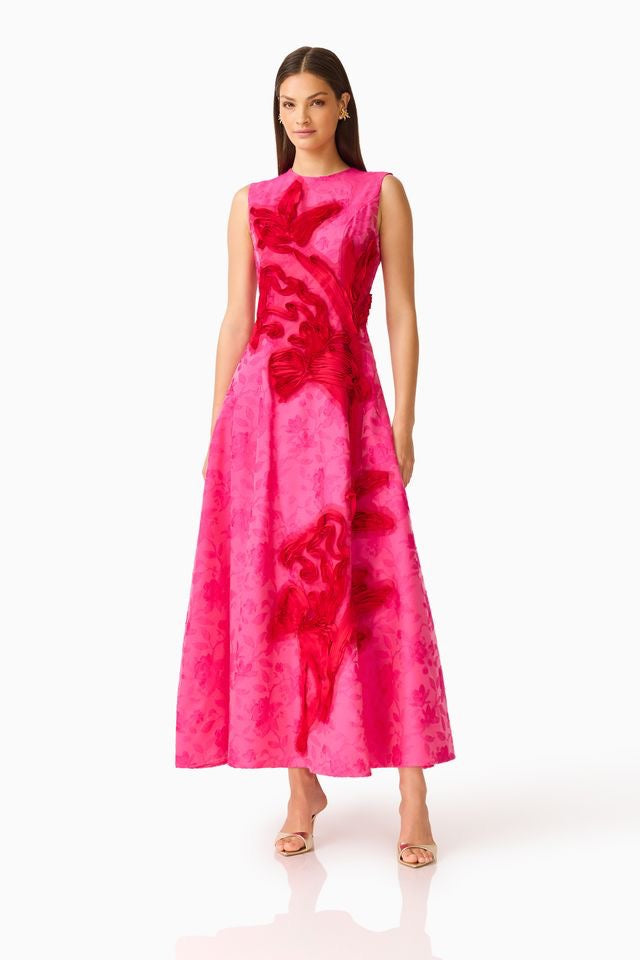 Elliatt Florentia A Line Maxi Dress - Pink & Red