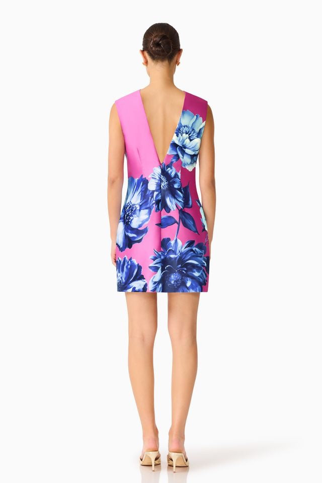 Elliatt Sybella Shift Mini Dress - Blue & Pink Floral