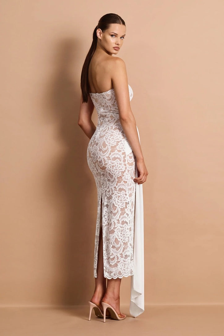 Nookie Ever After Strapless Midi Dress - Ivory