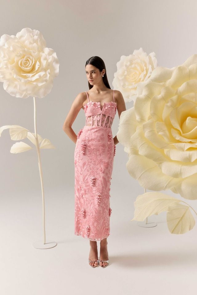 Elliatt Monique Strapless Midi Dress - Pink