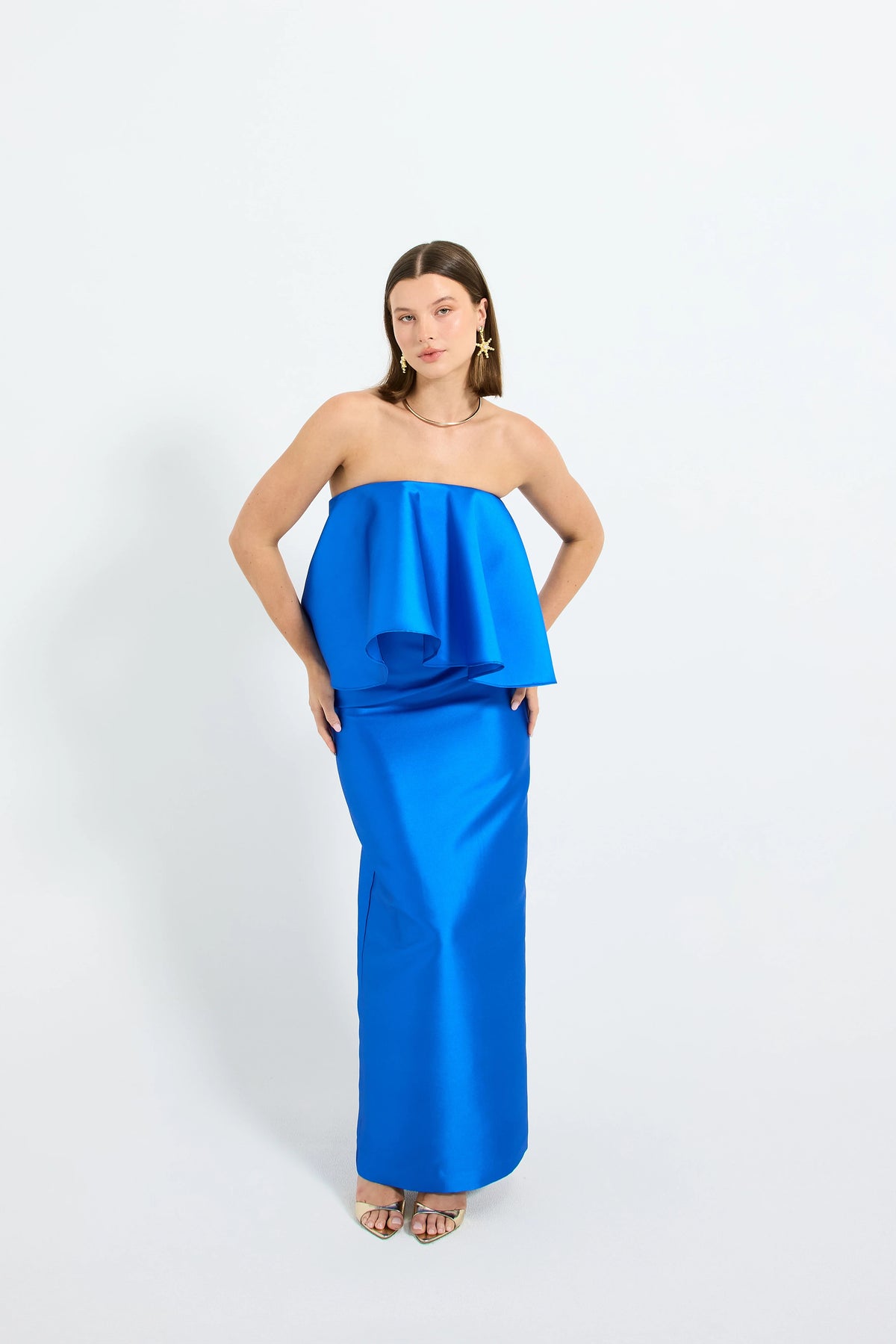 Pasduchas Pippa Drape Maxi Dress - Cobalt