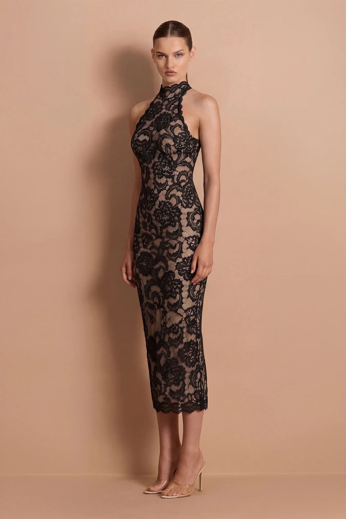 Nookie Alessia High Neck Midi Dress - Black