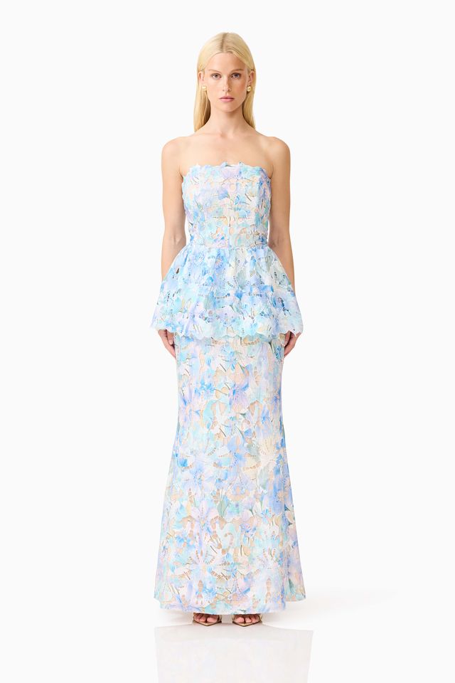 Elliatt Kalissa Peplum Gown - Blue Multi