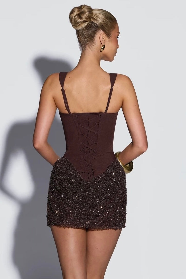 Babyboo Yeona Mini Dress - Plum Brown
