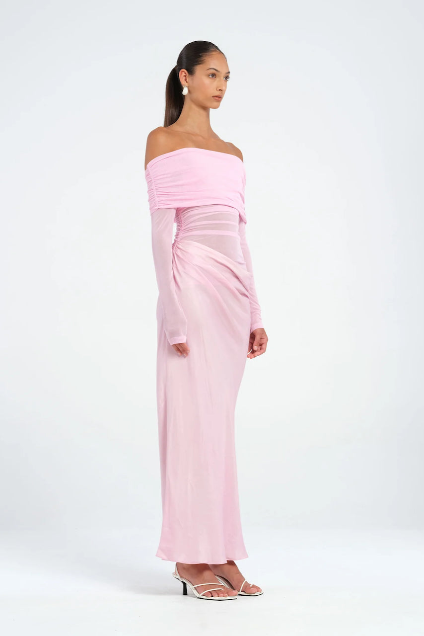 Benni Yasmin Off-Shoulder Maxi Dress - Baby Pink