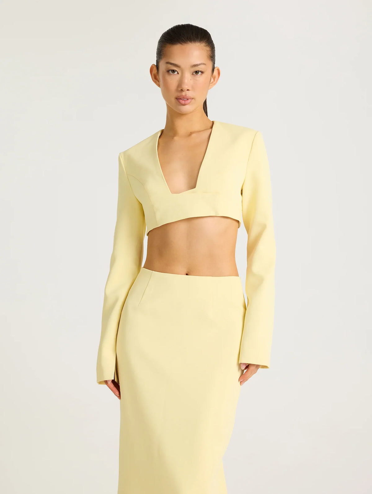 Benni Nyah Cropped Blazer - Lemon