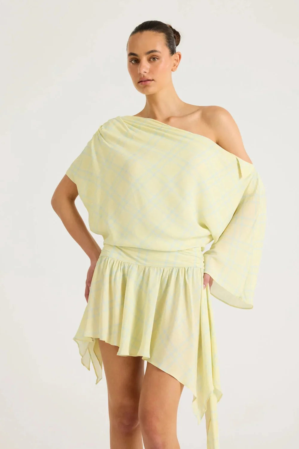 Benni Posey Mini Dress - Lemon Check