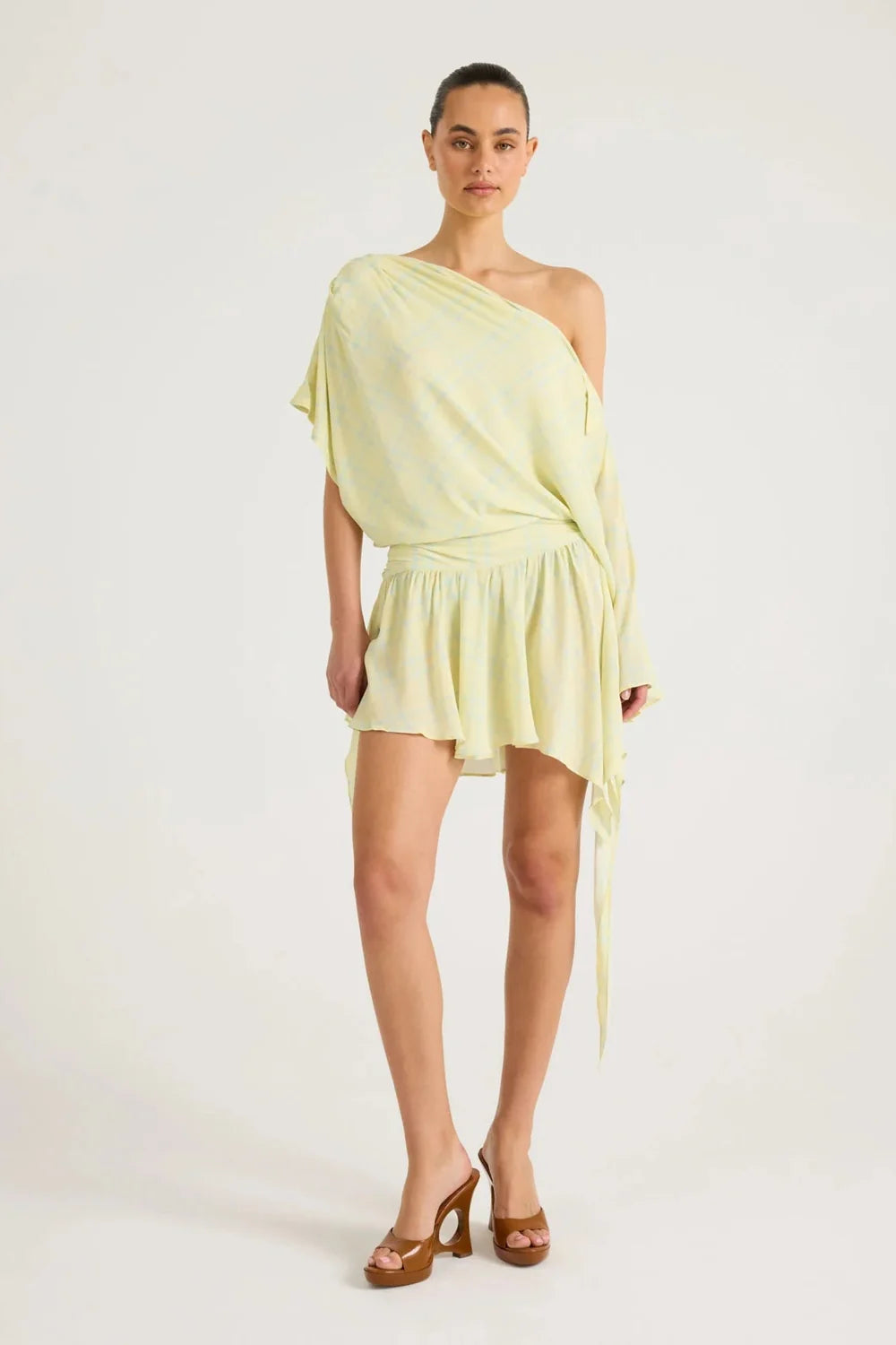 Benni Posey Mini Dress - Lemon Check