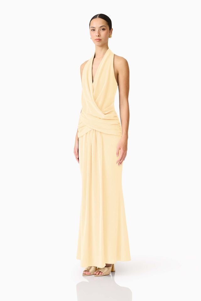 Elliatt Simone Cowl Neck Gown - Butter Yellow