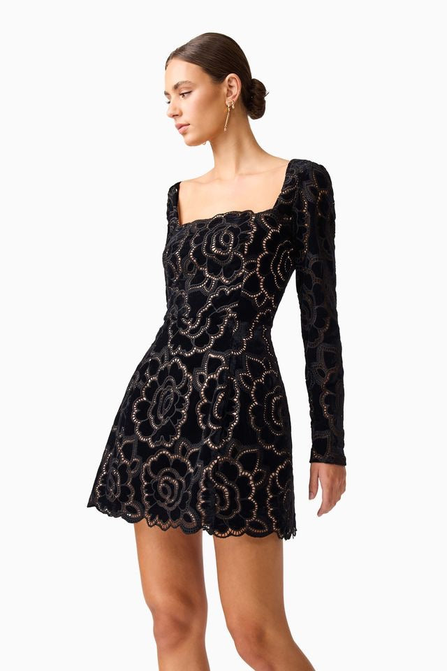 Elliatt Eris Long Sleeve Mini Dress - Black