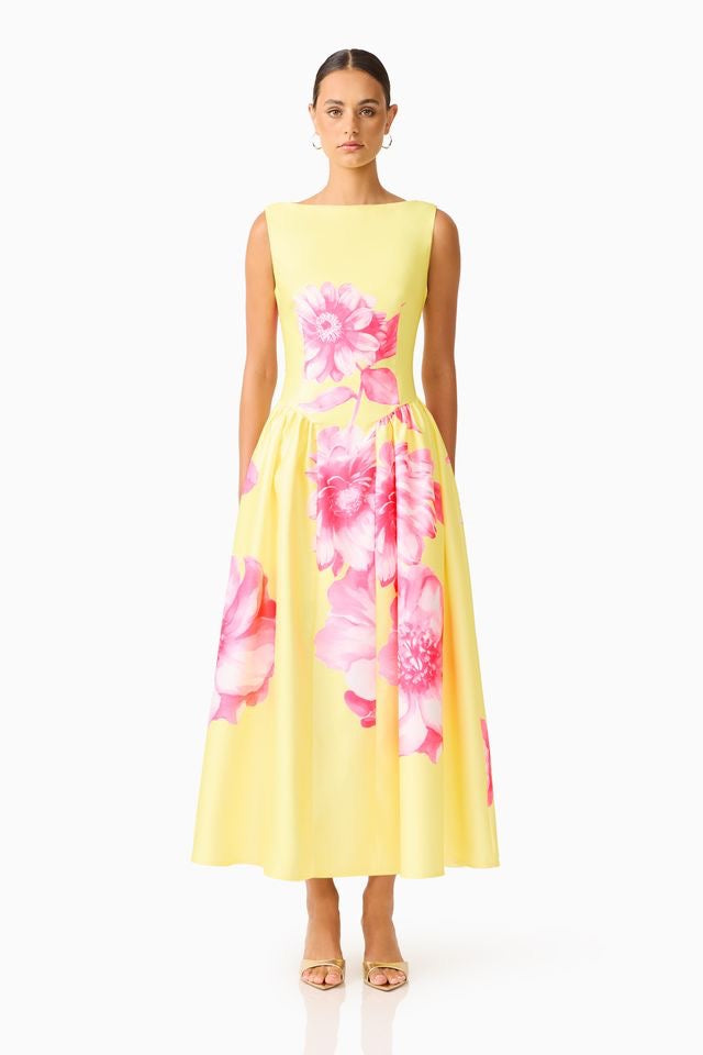 Elliatt Sybella Midi Dress - Pink & Yellow Floral