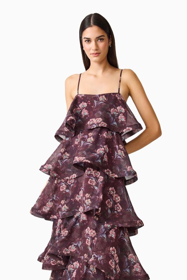 Elliatt Rosaria Tiered Gown - Plum Multi