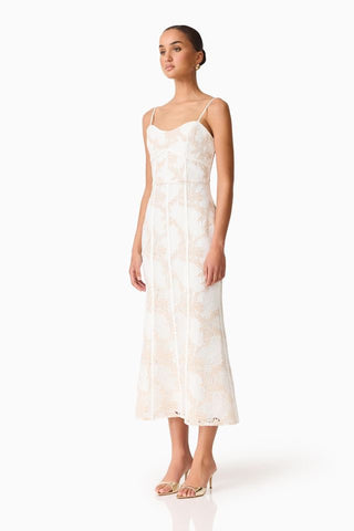 Elliatt Kira Midi Dress - Ivory Gold
