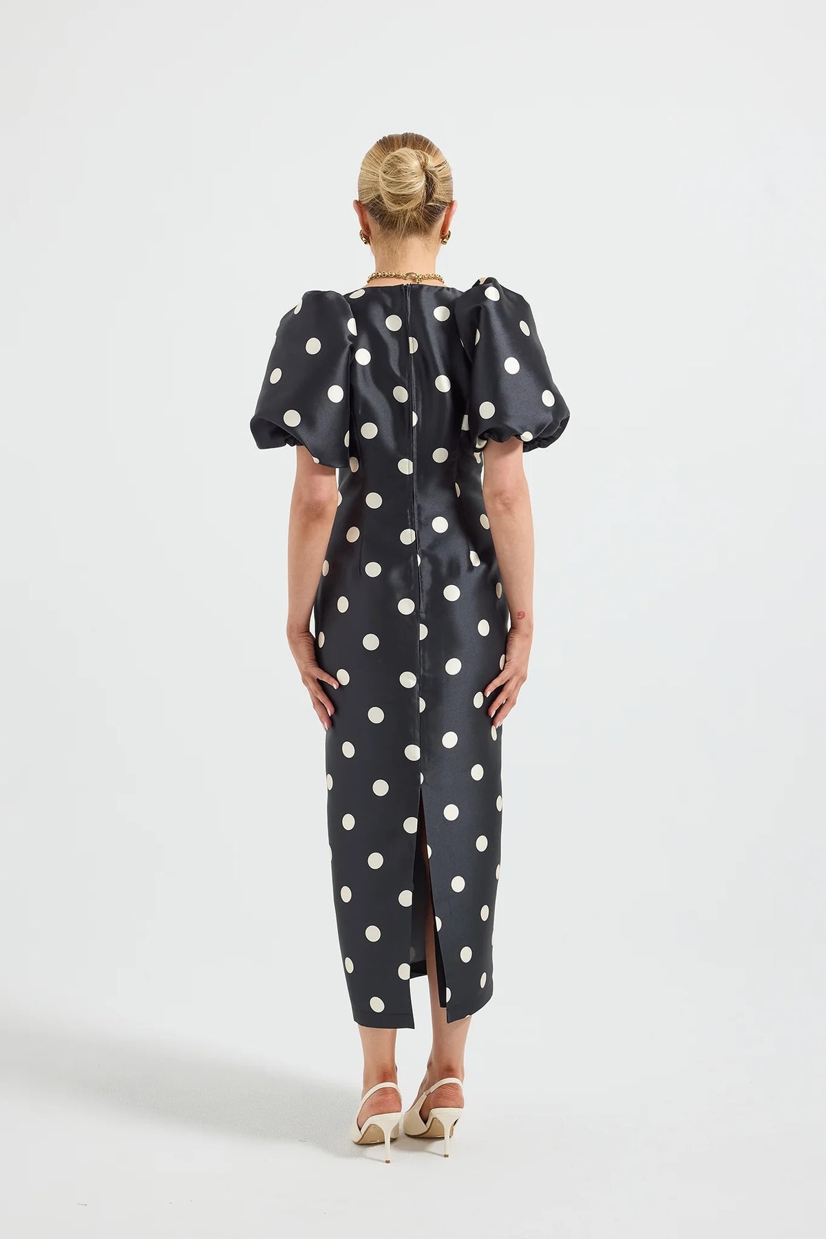 Pasduchas Dottie Sleeve Midi Dress - Black & Cream