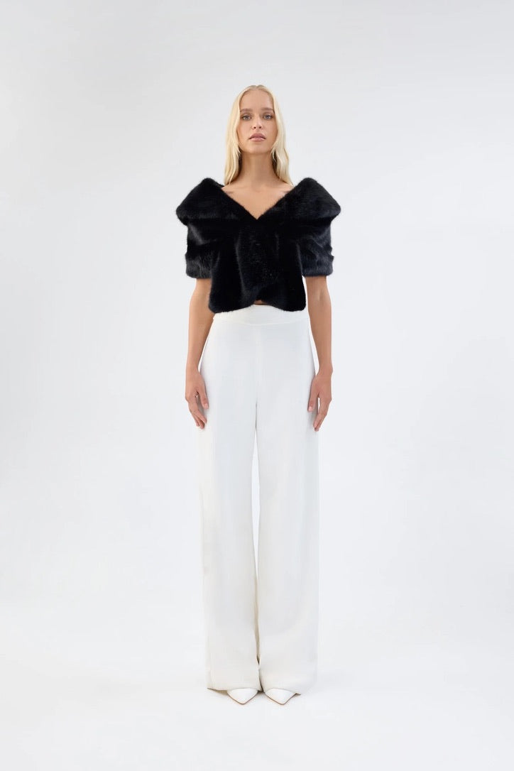 Unreal Fur Champagne Wrap - Black