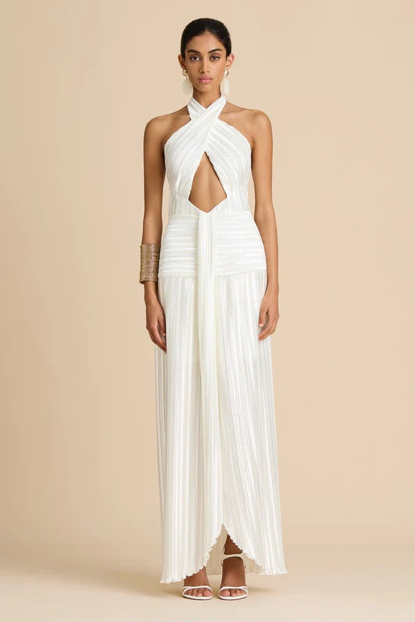 Sonya Ariana Plissé Dress - Off White