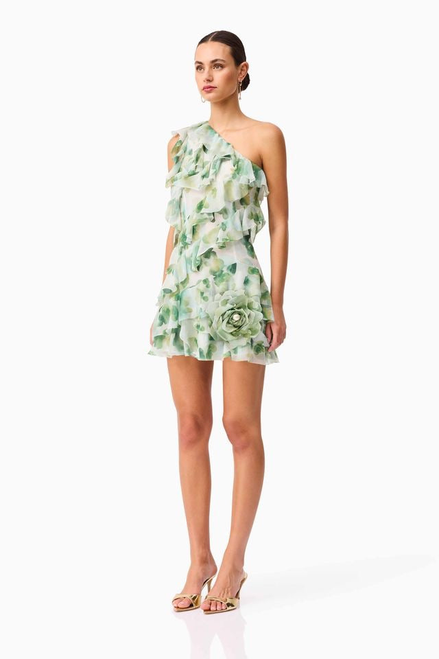 Elliatt Solene Mini Dress - Green Floral
