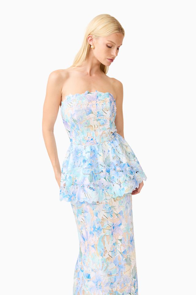 Elliatt Kalissa Peplum Gown - Blue Multi
