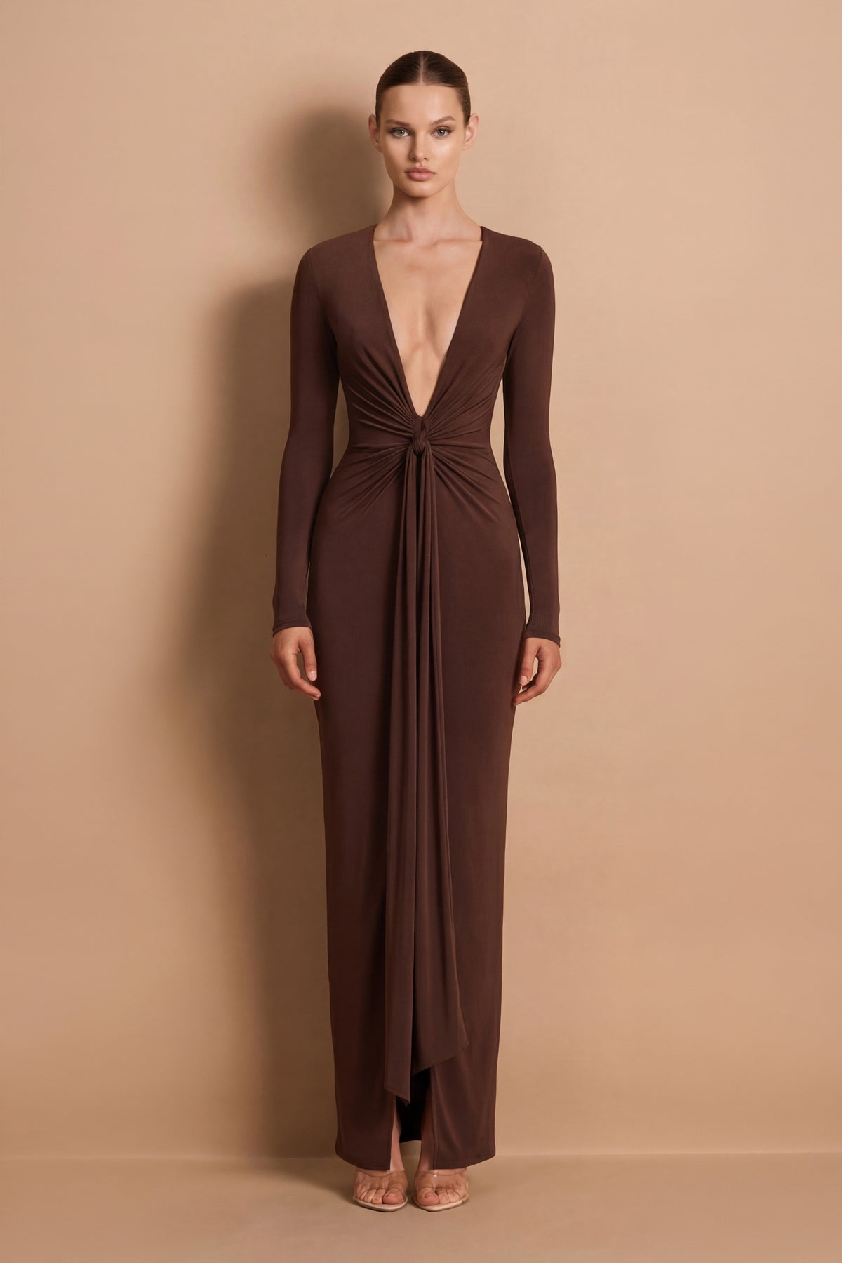 Nookie Charlize 2 Way Long Sleeve Maxi Dress - Chocolate