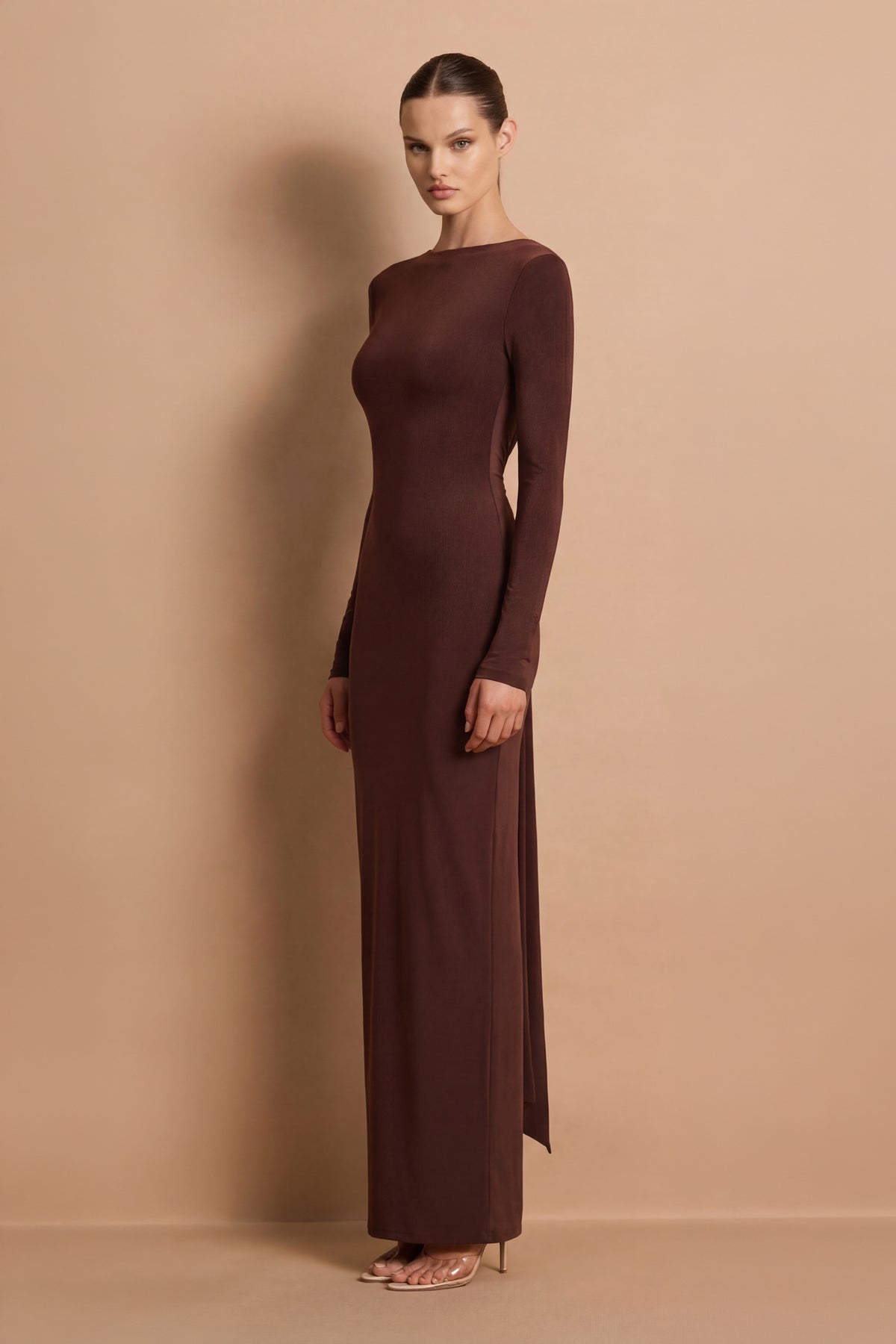 Nookie Charlize 2 Way Long Sleeve Maxi Dress - Chocolate