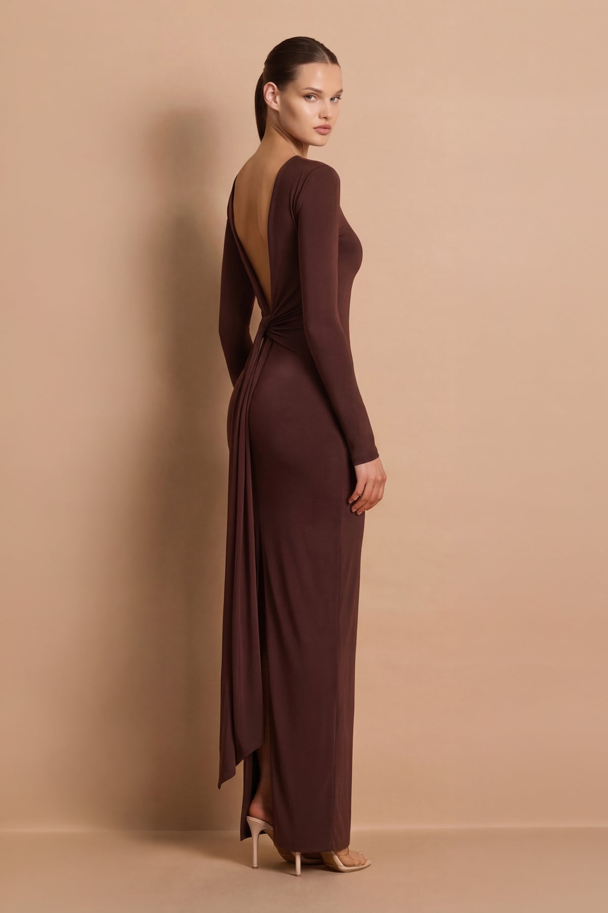 Nookie Charlize 2 Way Long Sleeve Maxi Dress - Chocolate